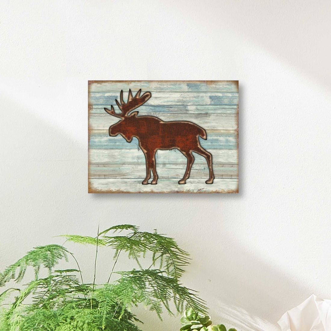 Rustic Moose Wooden Wall Art by G. DeBrekht - Wildlife Holiday Decor - 8198222B-3