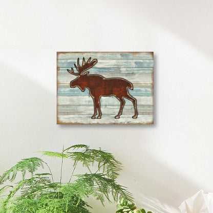 Rustic Moose Wooden Wall Art by G. DeBrekht - Wildlife Holiday Decor - 8198222B-3