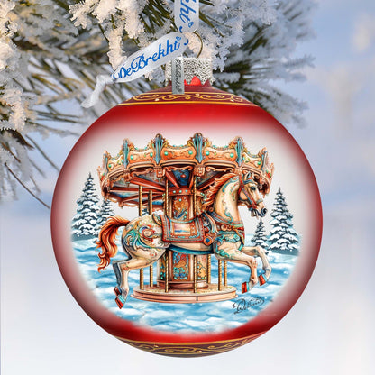 Winter Wonderland Carousel Lg Glass Ornament by G.Debrekht - Christmas Holiday Decor - 73953-2