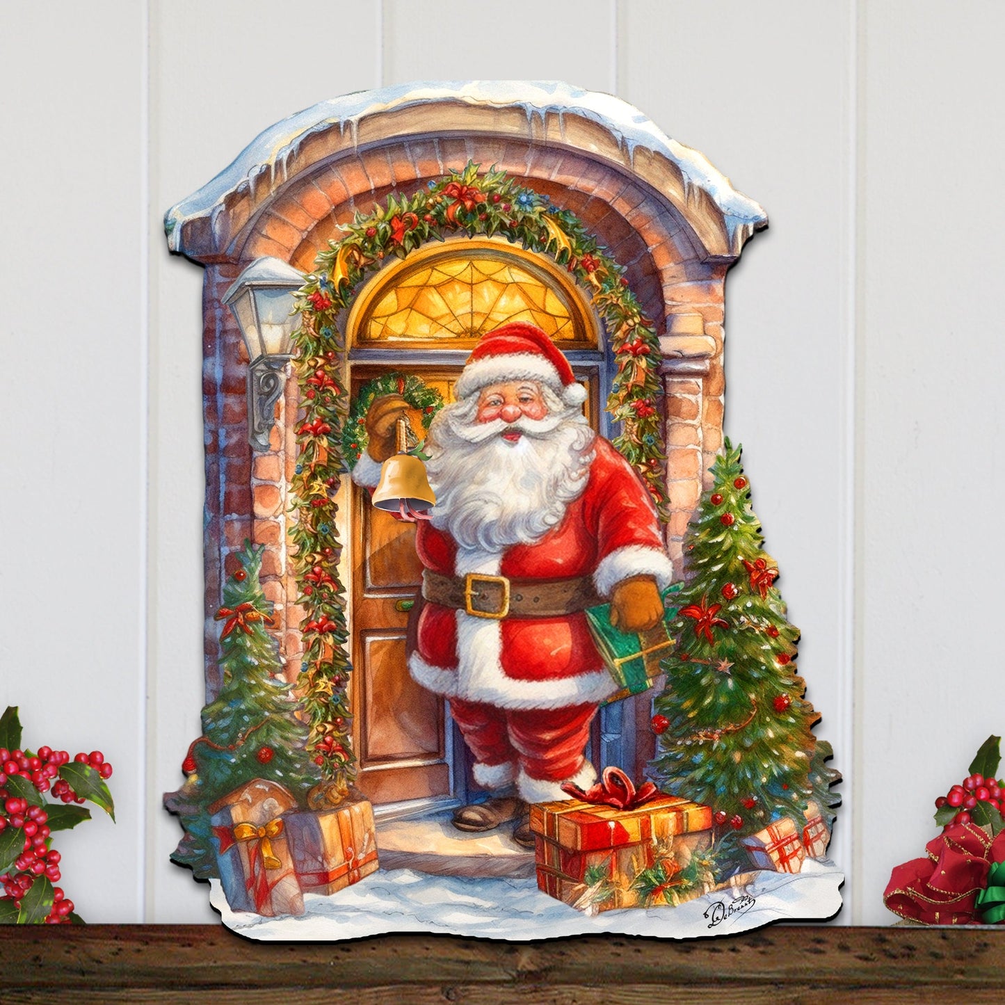 Knocking the door Santa Holiday Door Decor  by G. Debrekht - Christmas Decor - 8611044H-1