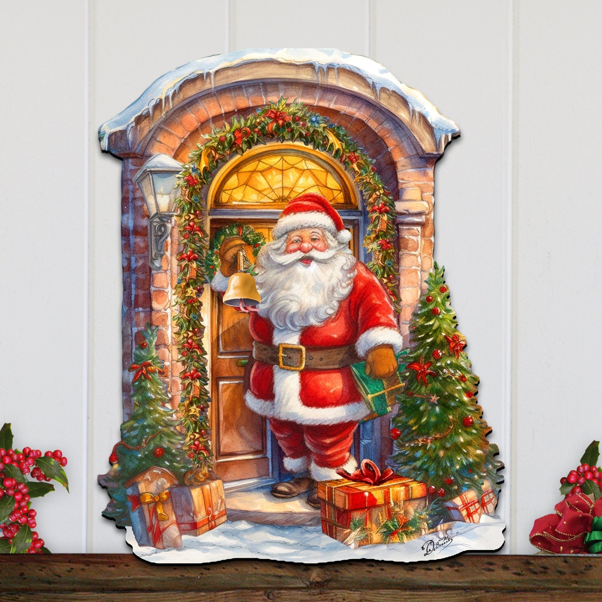 Knocking the door Santa Holiday Door Decor  by G. Debrekht - Christmas Decor - 8611044H-1