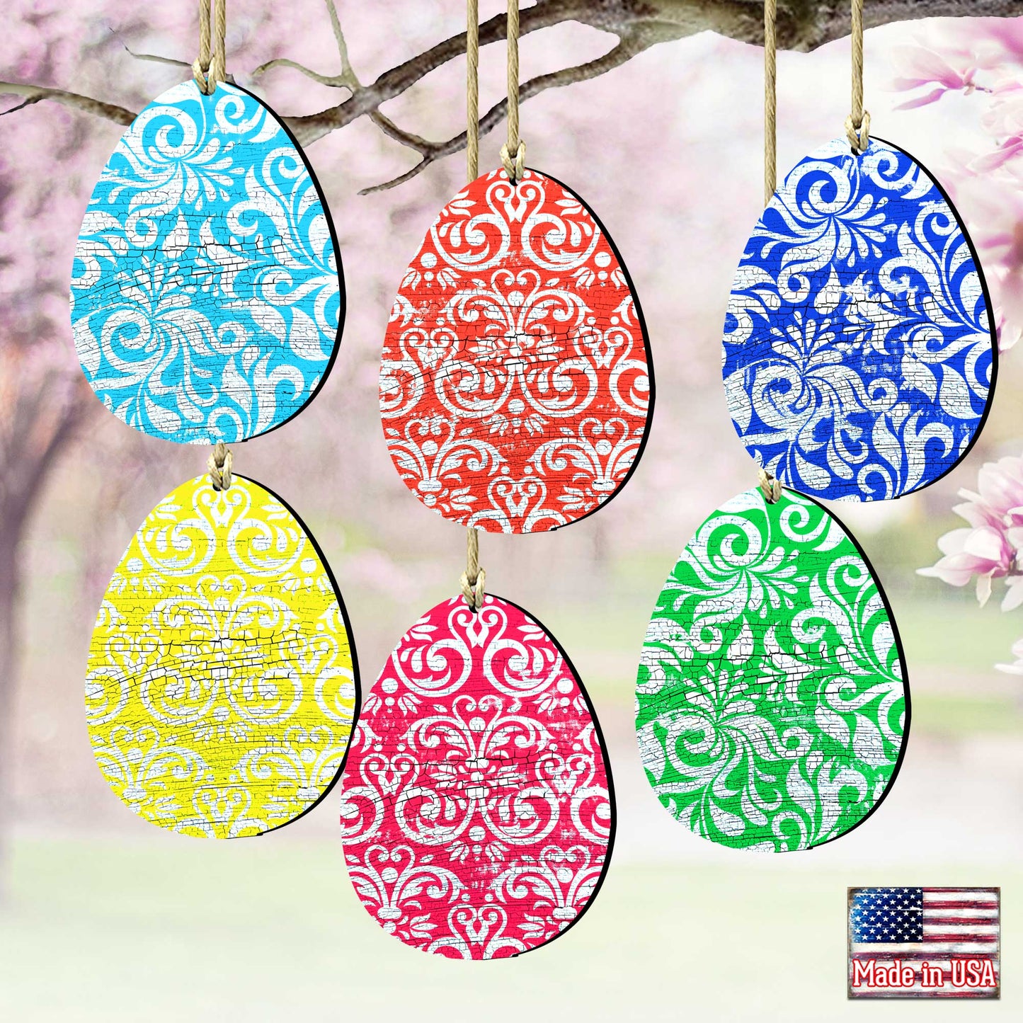 Colorful Eggs Wooden Ornaments Set of 6 by G. DeBrekht - Designocracy - 8199712-S6-0