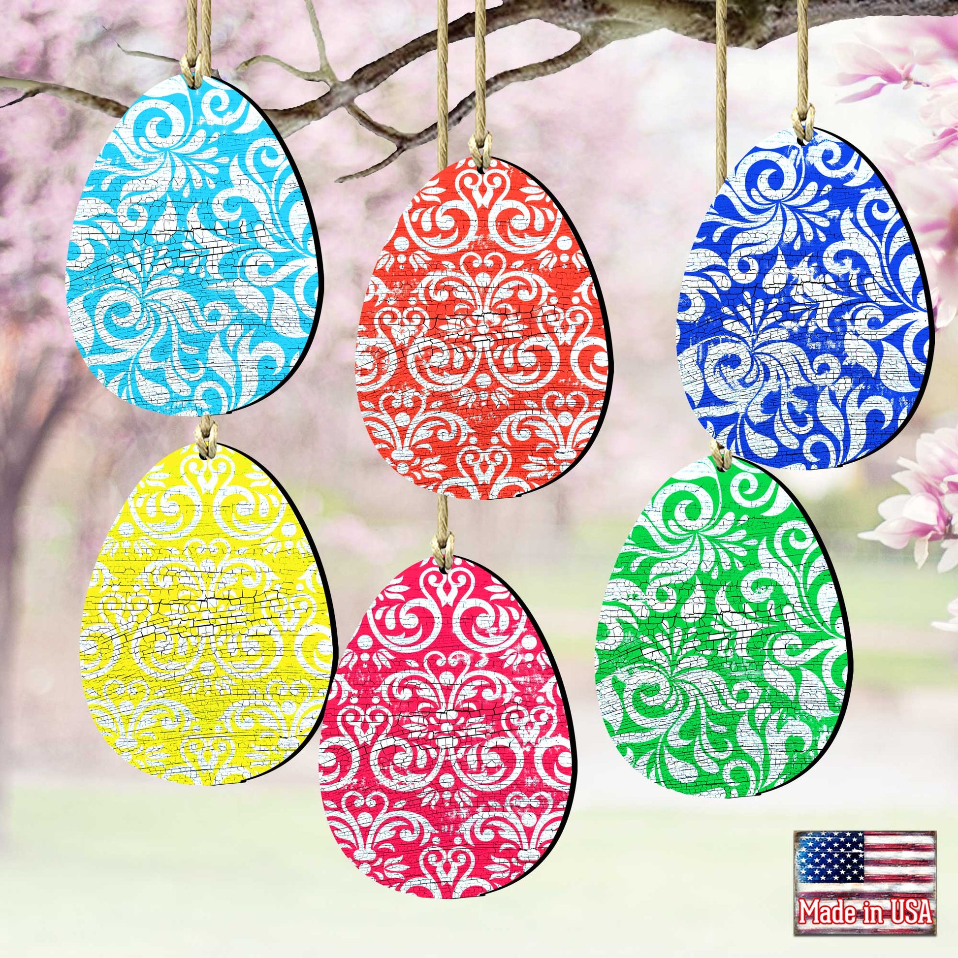 Colorful Eggs Wooden Ornaments Set of 6 by G. DeBrekht - Designocracy - 8199712-S6-0