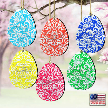 Colorful Eggs Wooden Ornaments Set of 6 by G. DeBrekht - Designocracy - 8199712-S6-0