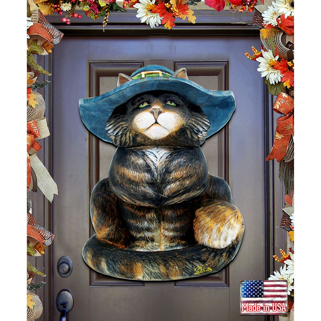 Black Cat Halloween Door Decor by G. DeBrekht - Thanksgiving Halloween Decor - 8158411H-0