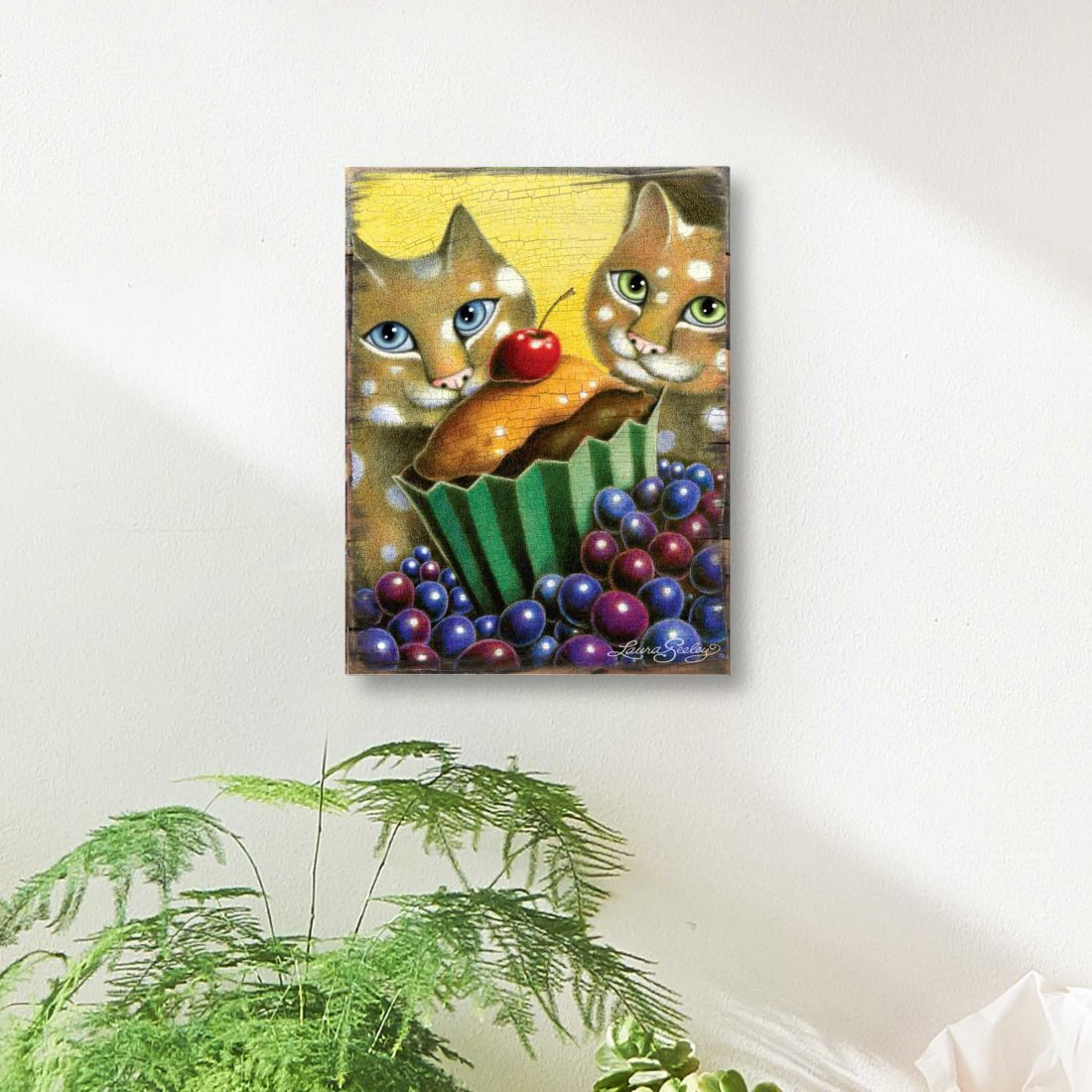 Chocolate Marshmallow Wooden Wall Art by Laura Seeley - Pets Dog and Cats Decor - 8512112B-3