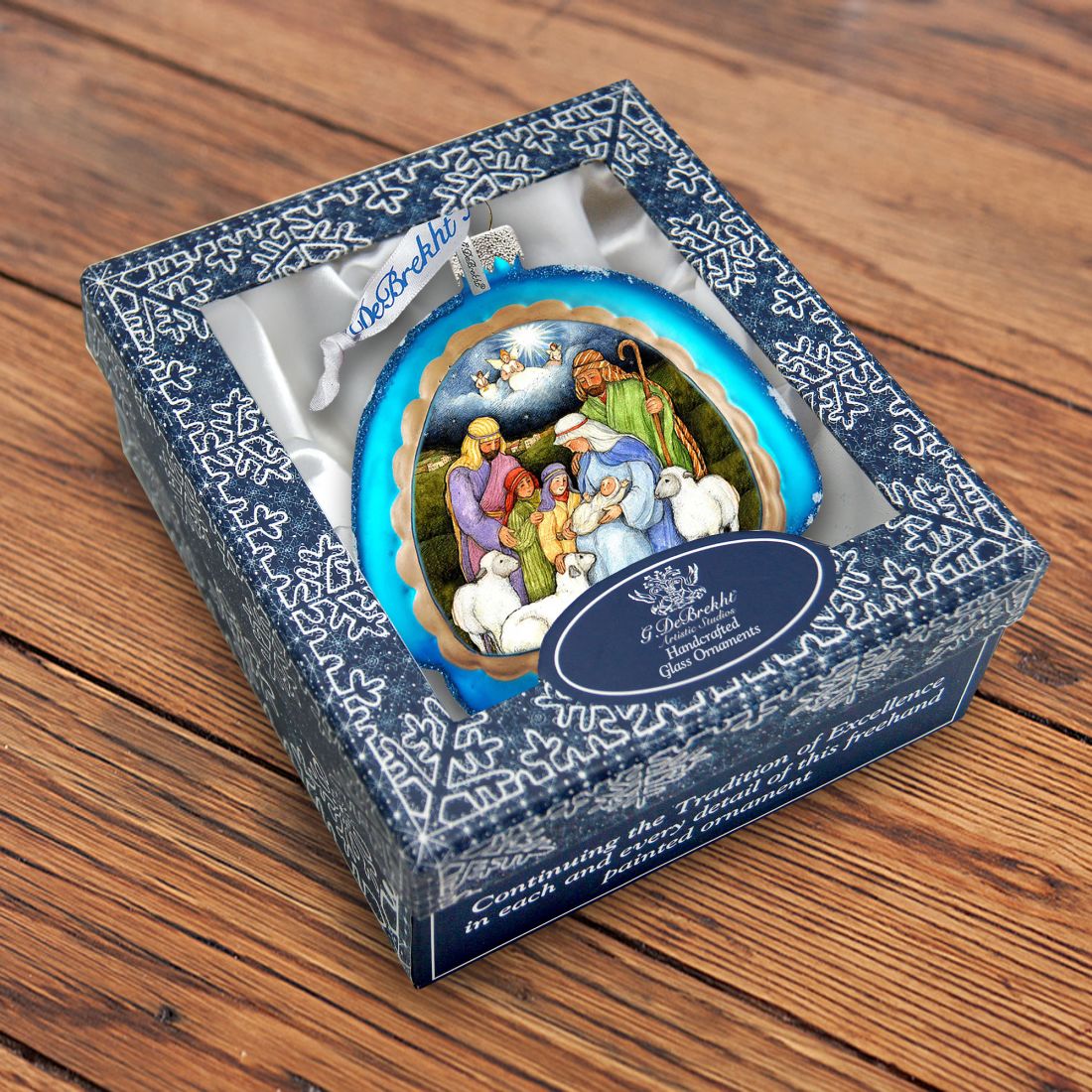 Holy Night Glass Ornament by Susan Winget - Nativity Holiday Decor - 756-205-SW-3