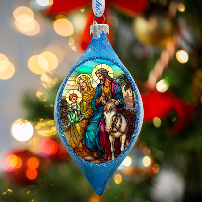 Holy Family Drop Glass Ornament by G. Debrekht - Nativity Holiday Decor - 757-054-1