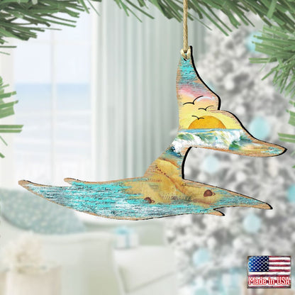Whales Tale Wooden Ornaments by G. DeBrekht - Coastal Holiday Decor - 8198535-1