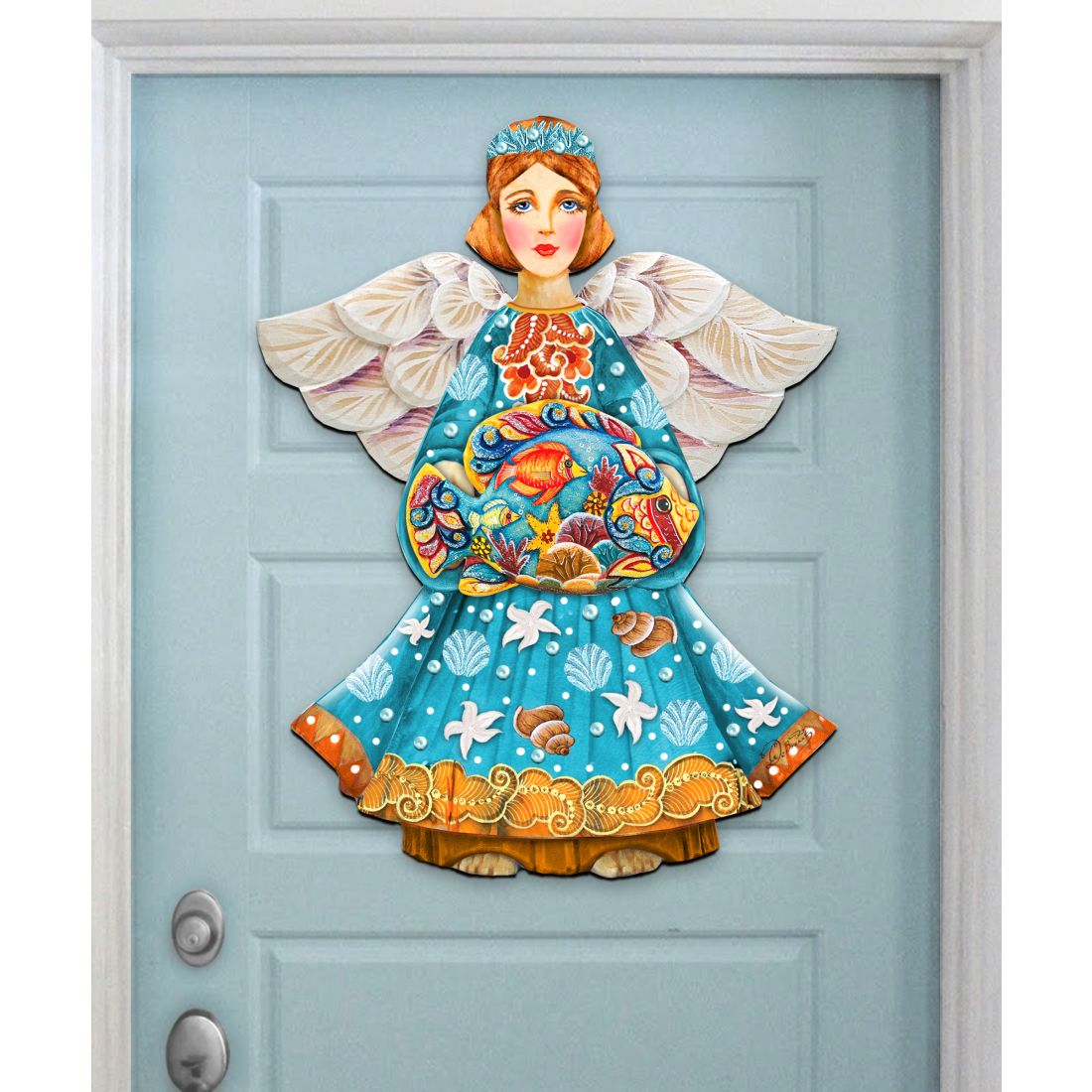 Guardian of The Sea Angel Door Decor by G. DeBrekht - Coastal Holiday Decor - 8152724H-0