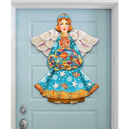 Guardian of The Sea Angel Door Decor by G. DeBrekht - Coastal Holiday Decor - 8152724H-0