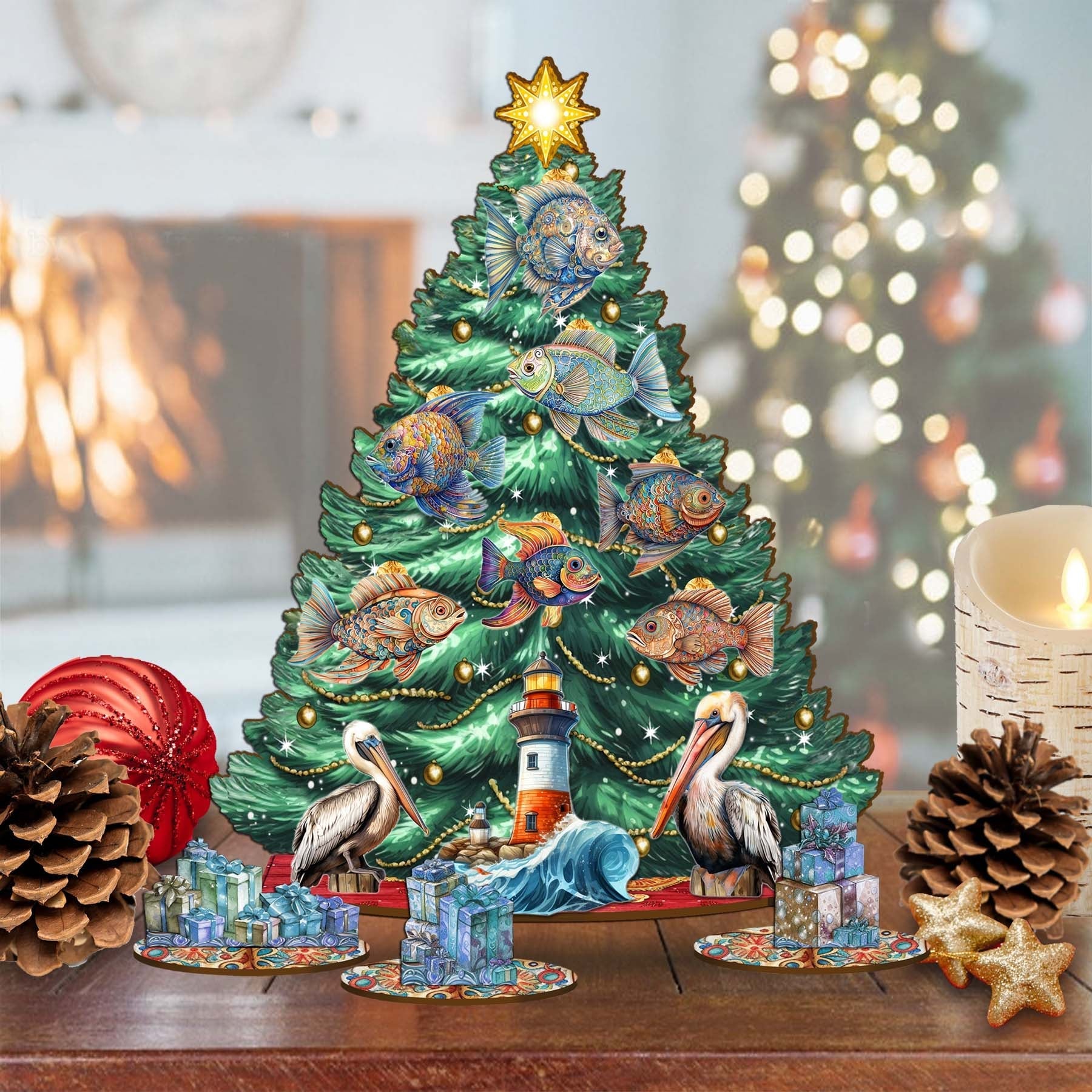Coastal Christmas Tree Eco Wood Set by G.DeBrekht Christmas Decor - 8091514-2