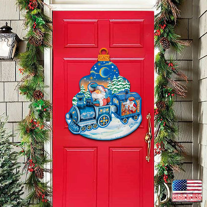 Christmas Train Christmas Door Decor by G. DeBrekht - Christmas Santa Snowman Decor - 8112180H-3