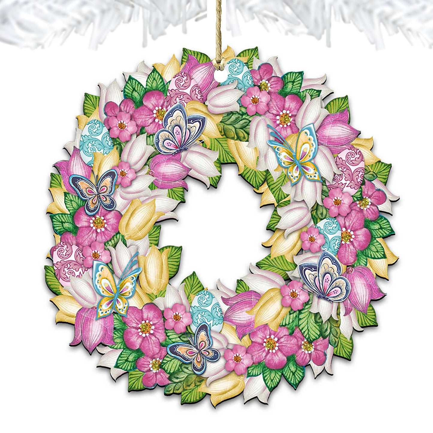 Flowers Spring Wreath Wooden Ornaments by G. DeBrekht - Easter Spring Decor - 8185301-4