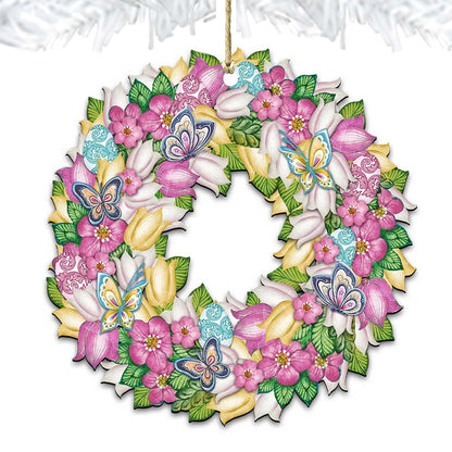 Flowers Spring Wreath Wooden Ornaments by G. DeBrekht - Easter Spring Decor - 8185301-4