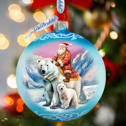 Arctic Adventurer Lg Glass Ornament by G.Debrekht - Christmas Santa Snowman Decor - 73966-3