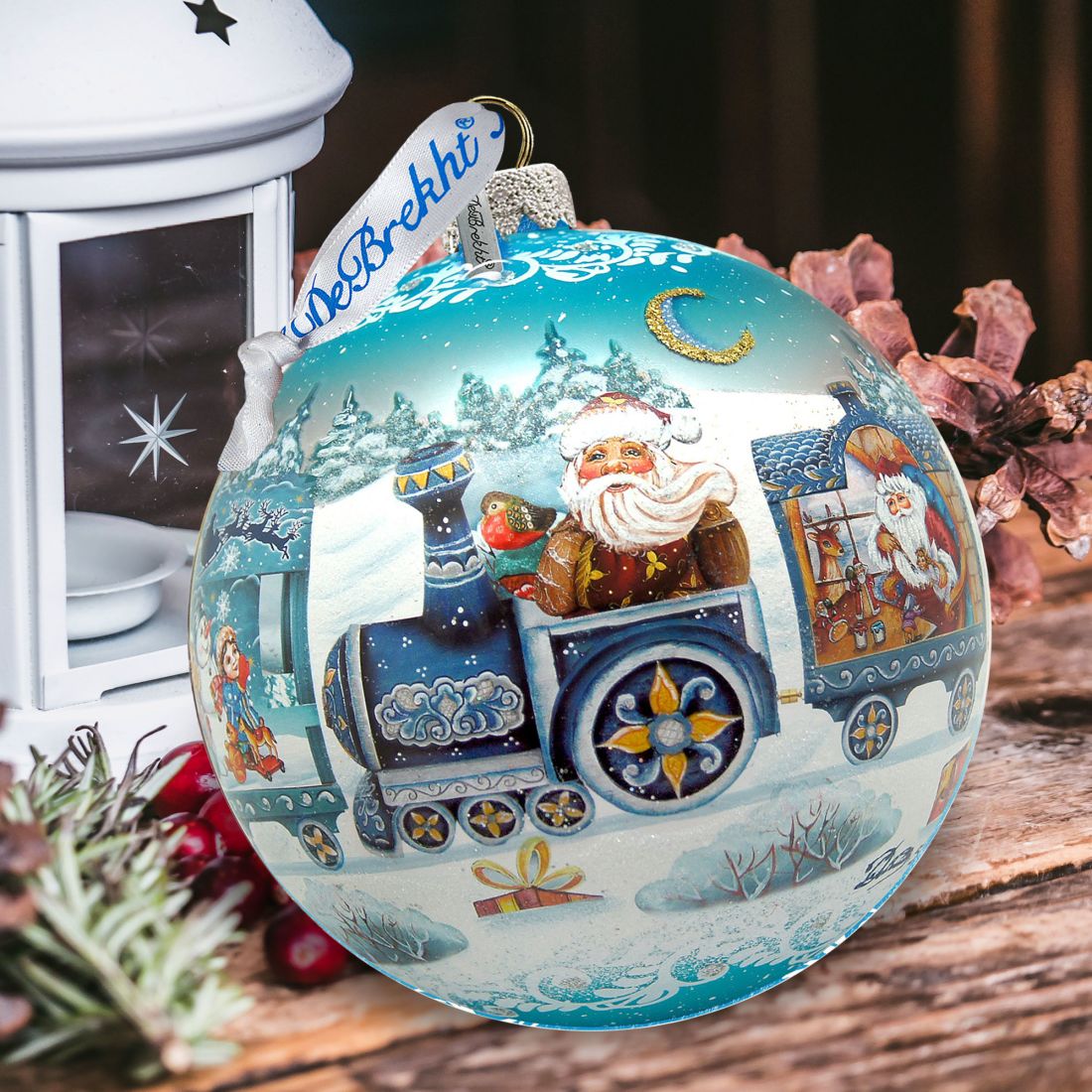 Express Train Ball Glass Ornament Limited Edition by G. DeBrekht - Christmas Santa Snowman Decor - 73873B-0