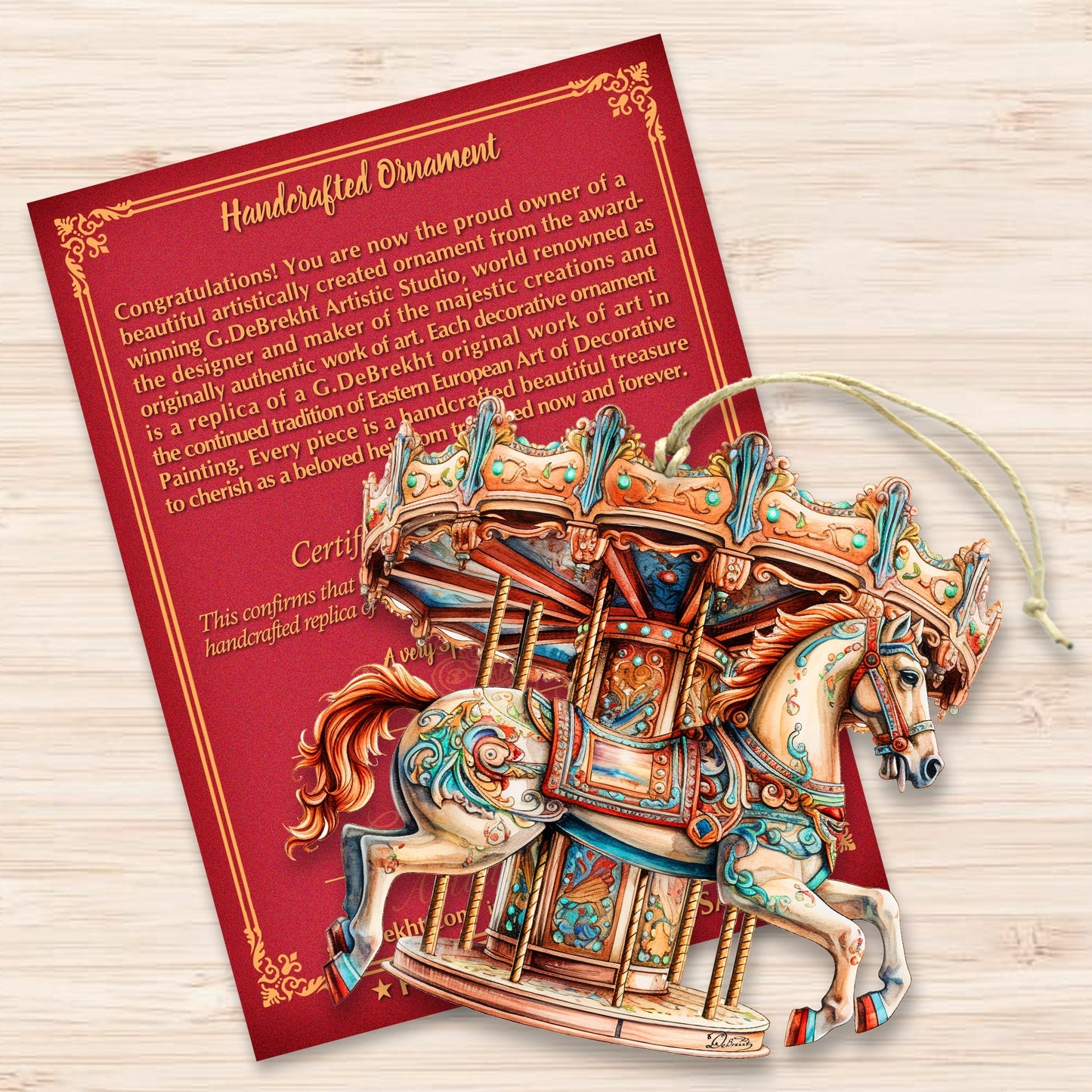 Carousel Horse Wooden Ornaments by G. Debrekht Christmas Decor - 8611027-4