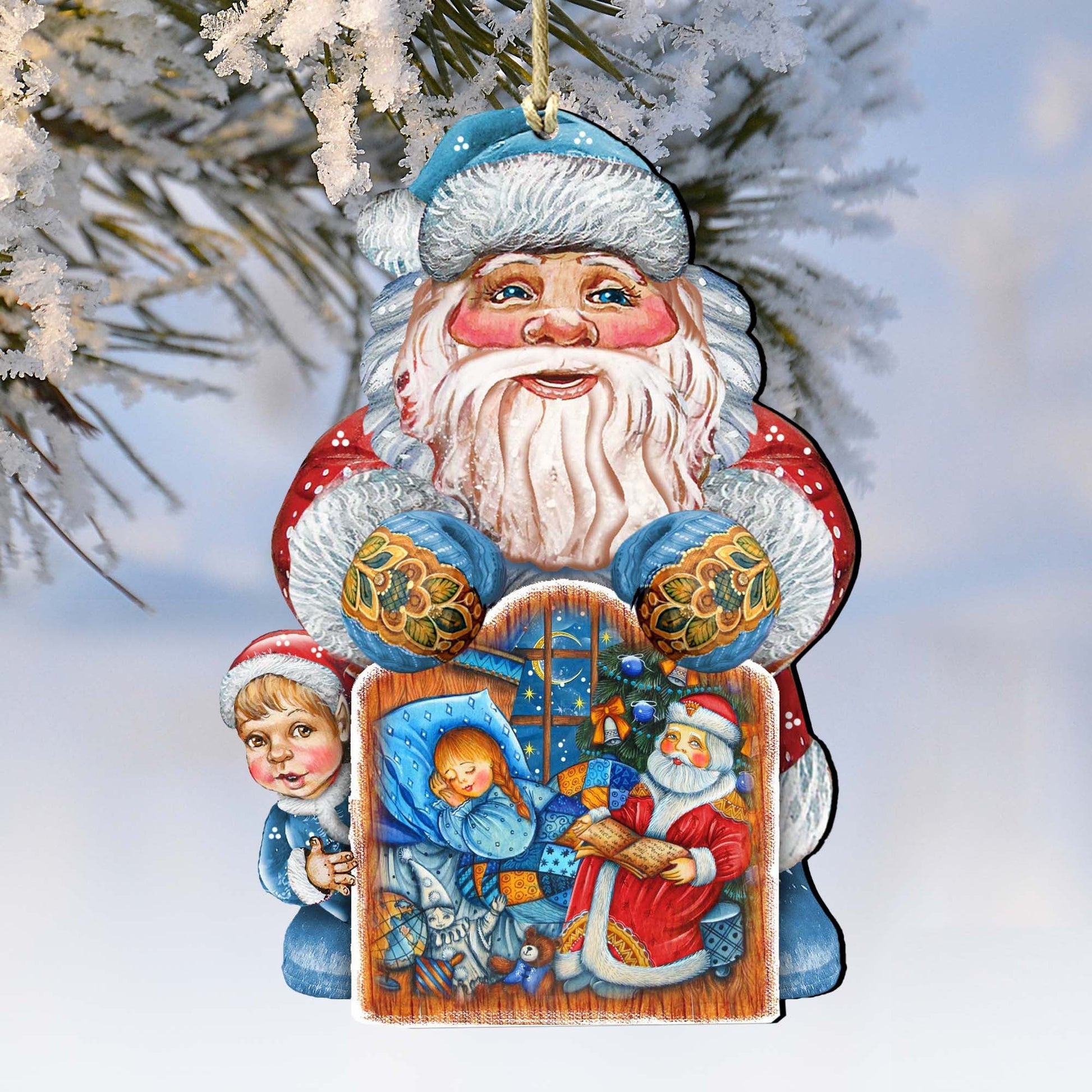 Christmas Night Christmas Wooden Ornaments by G. DeBrekht - Christmas Santa Snowman Decor - 8119173-0
