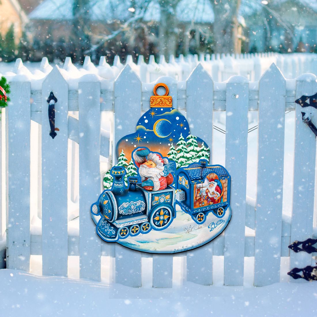 Christmas Train Christmas Door Decor by G. DeBrekht - Christmas Santa Snowman Decor - 8112180H-1