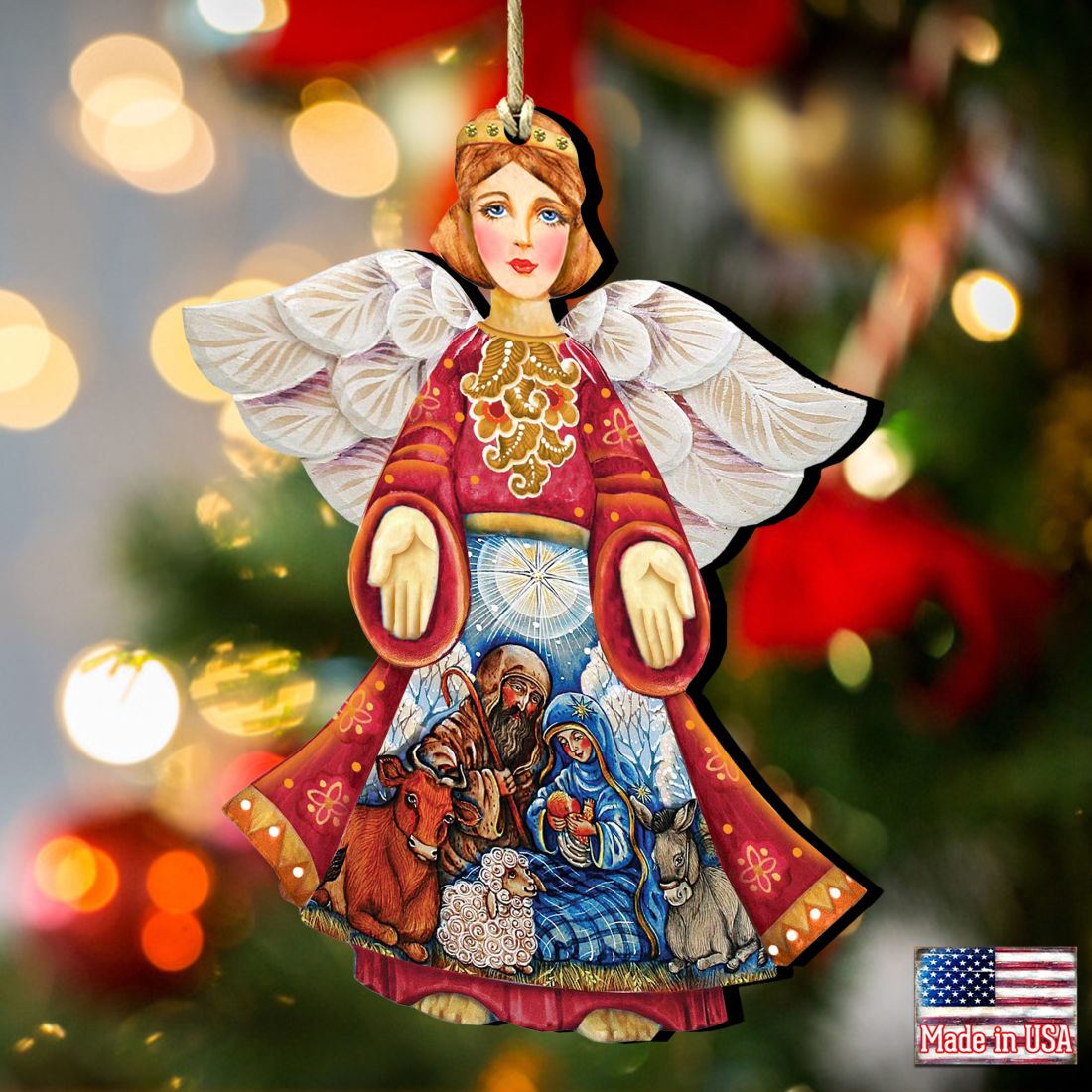 Nativity Christmas Angel Wooden Ornaments by G. DeBrekht - Nativity Holiday Decor - 8152722-2