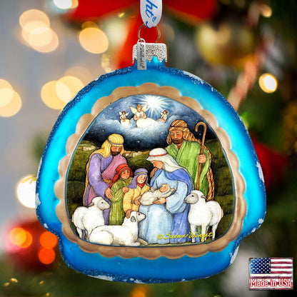 Holy Night Glass Ornament by Susan Winget - Nativity Holiday Decor - 756-205-SW-1