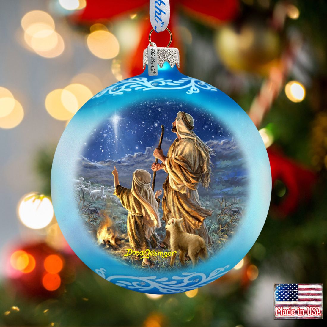 Shepherds Keeping Watch Glass Ornament by D. Gelsinger - Nativity Holiday Decor - 71158-1838-0