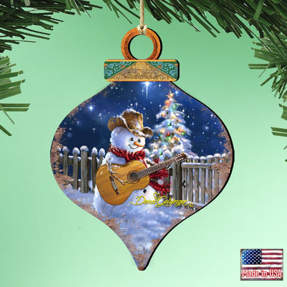 Guitar Player Snowman Wooden Ornaments of 2 by Gelsinger - Christmas Santa Snowman Decor - 8031120-1531-1