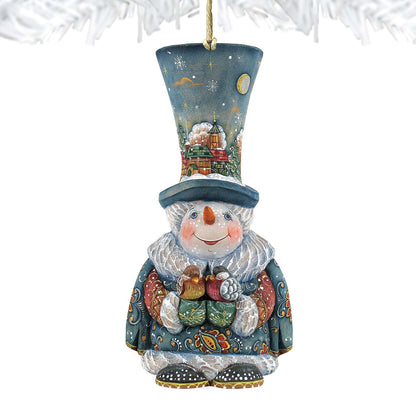 Old World Christmas Snowman Wooden Ornaments by G. DeBrekht - Christmas Santa Snowman Decor - 8116420-4