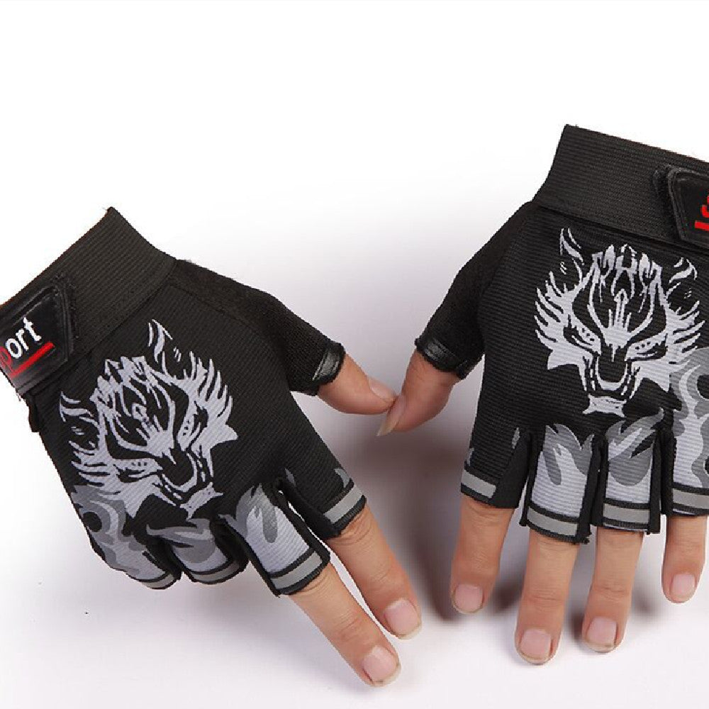 Wolf Head Half Finger Fingerless Gloves