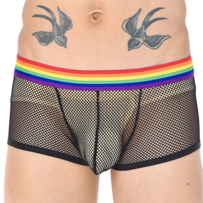 Men's Low Waist Mesh Panties Rainbow Belt Breathable Boxers