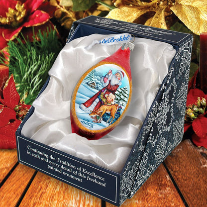 Santa Kids Cut Drop Glass Ornament by G. DeBrekht - Christmas Santa Snowman Decor - 757-005-3