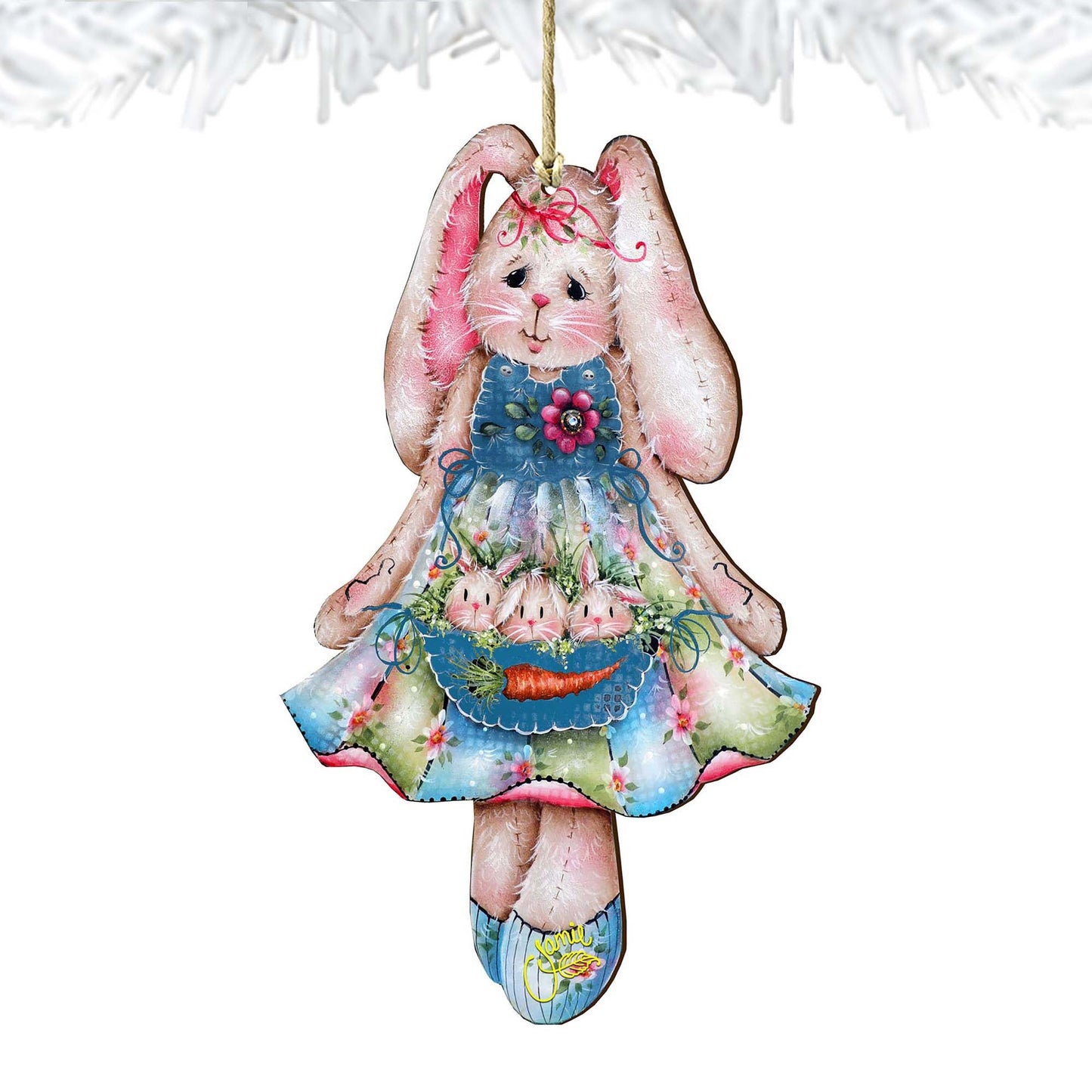 Pocketful of Bunnies Wooden Ornaments by Jamie Mills-Price - Easter Spring Decor - 8457705-MP-4