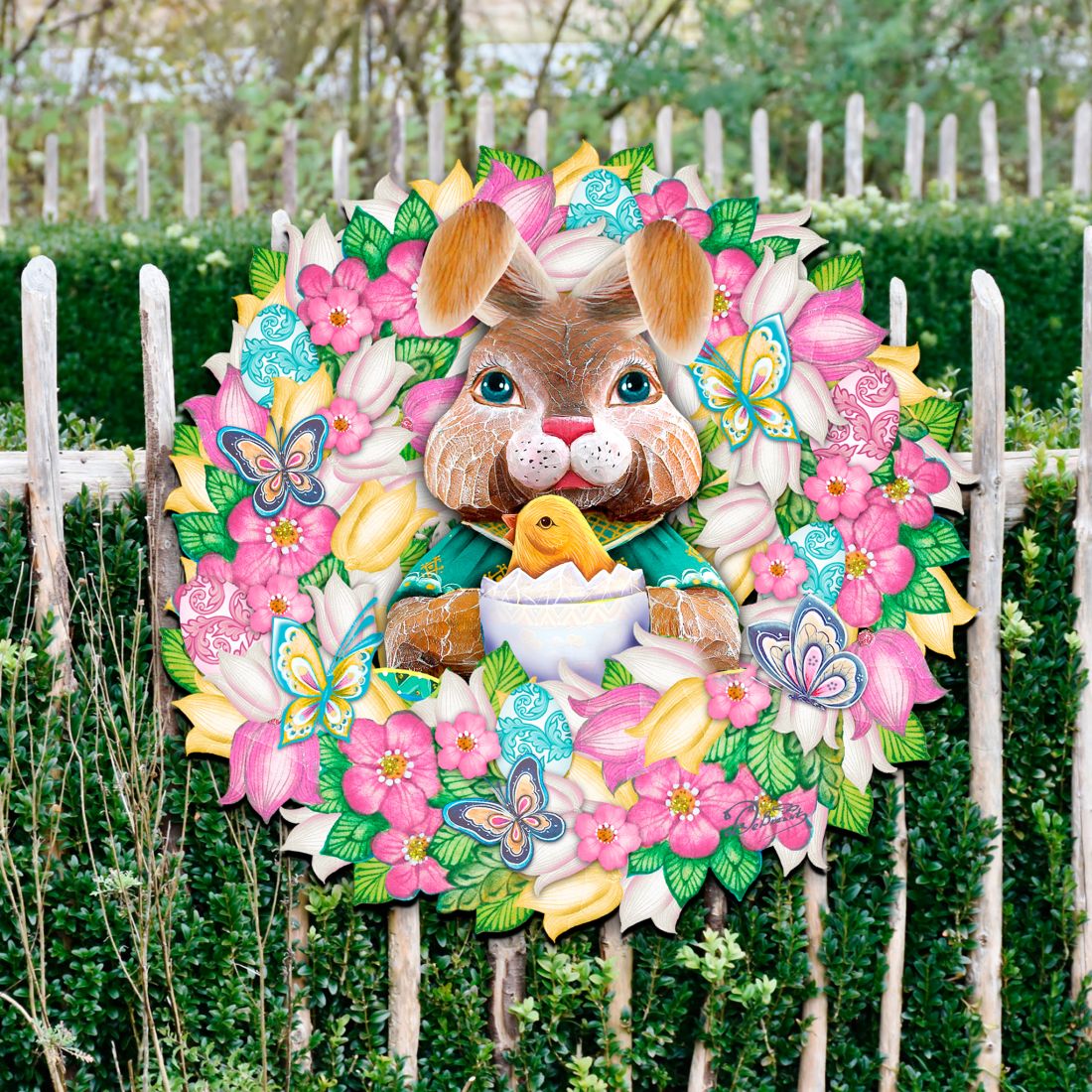 Bunny Holiday Door Wreath by G. DeBrekht - Easter Spring Decor - 8185301-2H-2