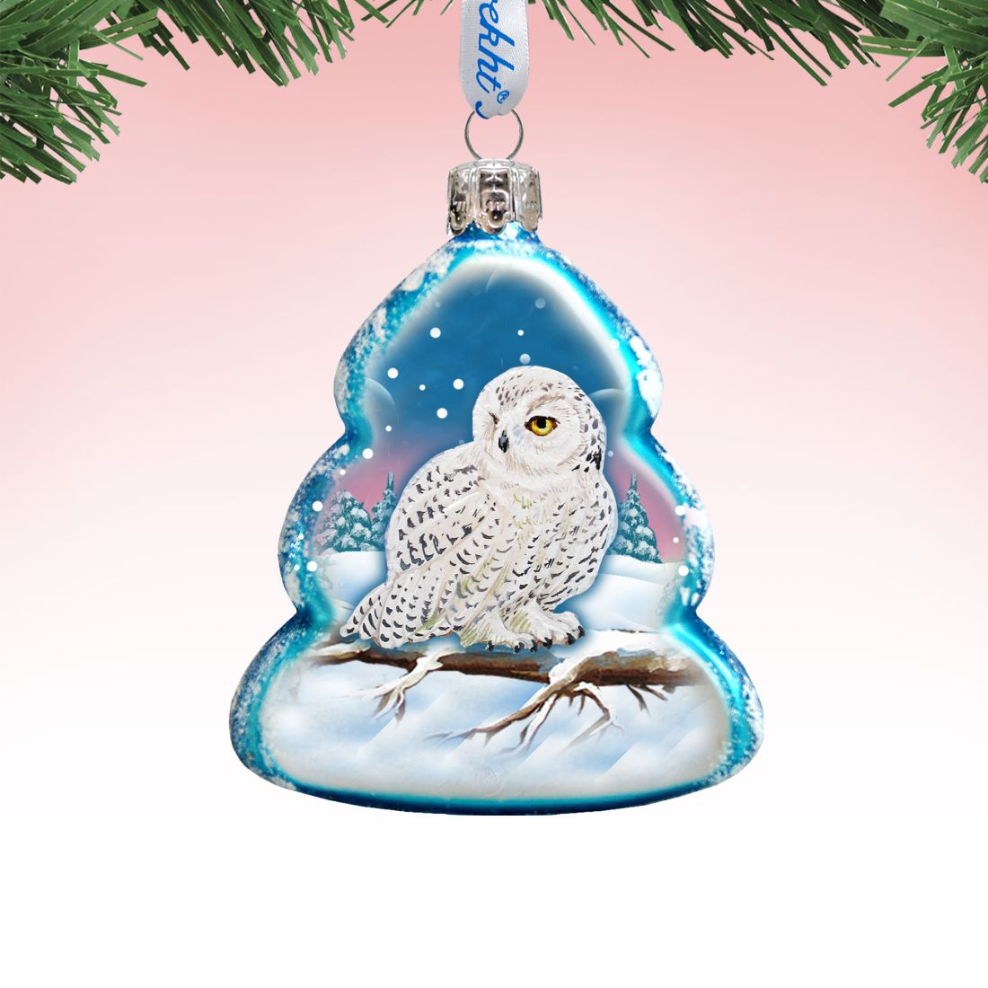 White Owl Mercury Glass Ornament by G. DeBrekht - Wildlife Holiday Decor - 771028-1