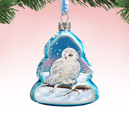 White Owl Mercury Glass Ornament by G. DeBrekht - Wildlife Holiday Decor - 771028-1