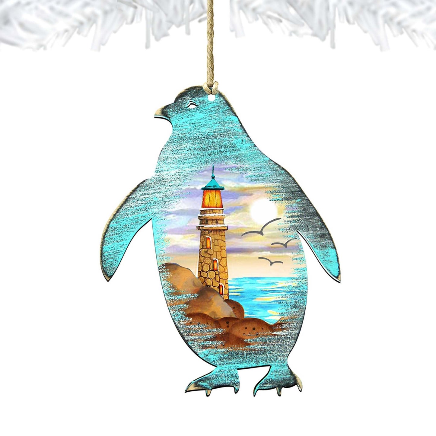 Penguins Wooden Ornaments by G. DeBrekht - Coastal Holiday Decor - 8198542-4