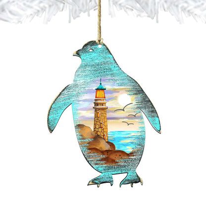 Penguins Wooden Ornaments by G. DeBrekht - Coastal Holiday Decor - 8198542-4