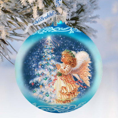 Angels Christmas Wish Lg Glass Ornament by D.Gelsinger - Christmas Holiday Decor - 73961-0