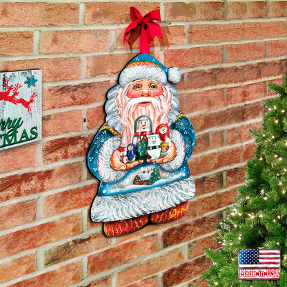 Santa with Matreshka Christmas Door Decor by G. DeBrekht - Christmas Santa Snowman Decor - 8117809H-1