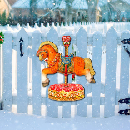 Carousel Horse Christmas Holiday Door Decor by G. DeBrekht - Carousel Holiday Decor - 8114041-1H-2