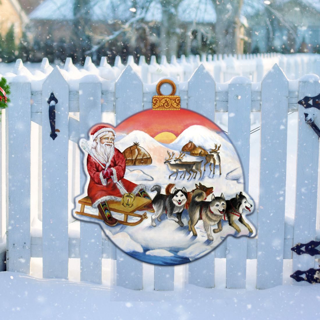 Northern Light Santa Christmas Door Decor by G. DeBrekht - Christmas Santa Snowman Decor - 8117419H-3