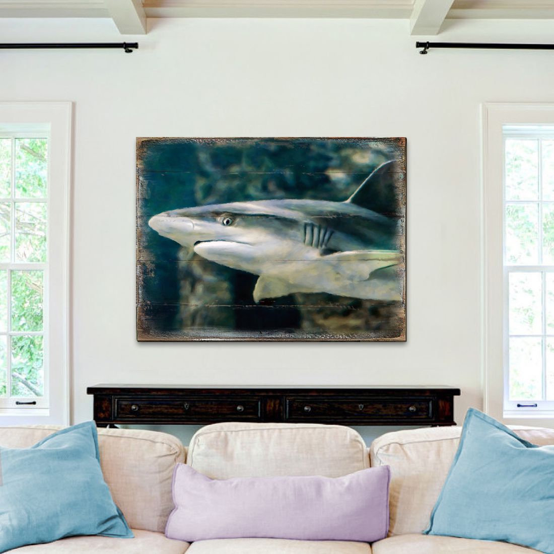 Zindanlari Shark Wooden Coastal Wall Art by Nature Wonders - Coastal Sea-Life Decor - 95324B-0