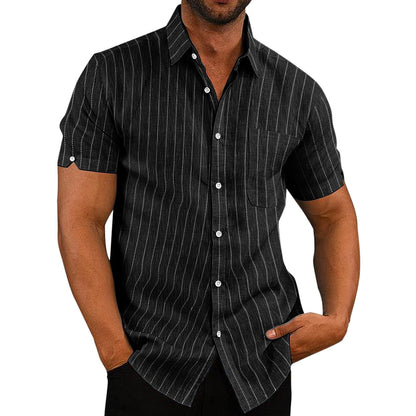 Short Sleeve Solid Color Button Shirt