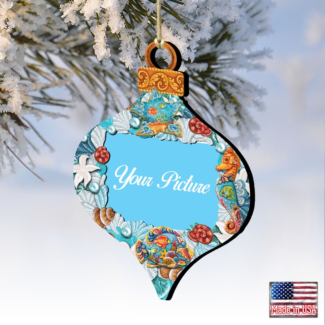 Coastal Picture Frame Ornaments - Ornament for Photo - Coastal Holiday Decor - 8112182-2PF-1