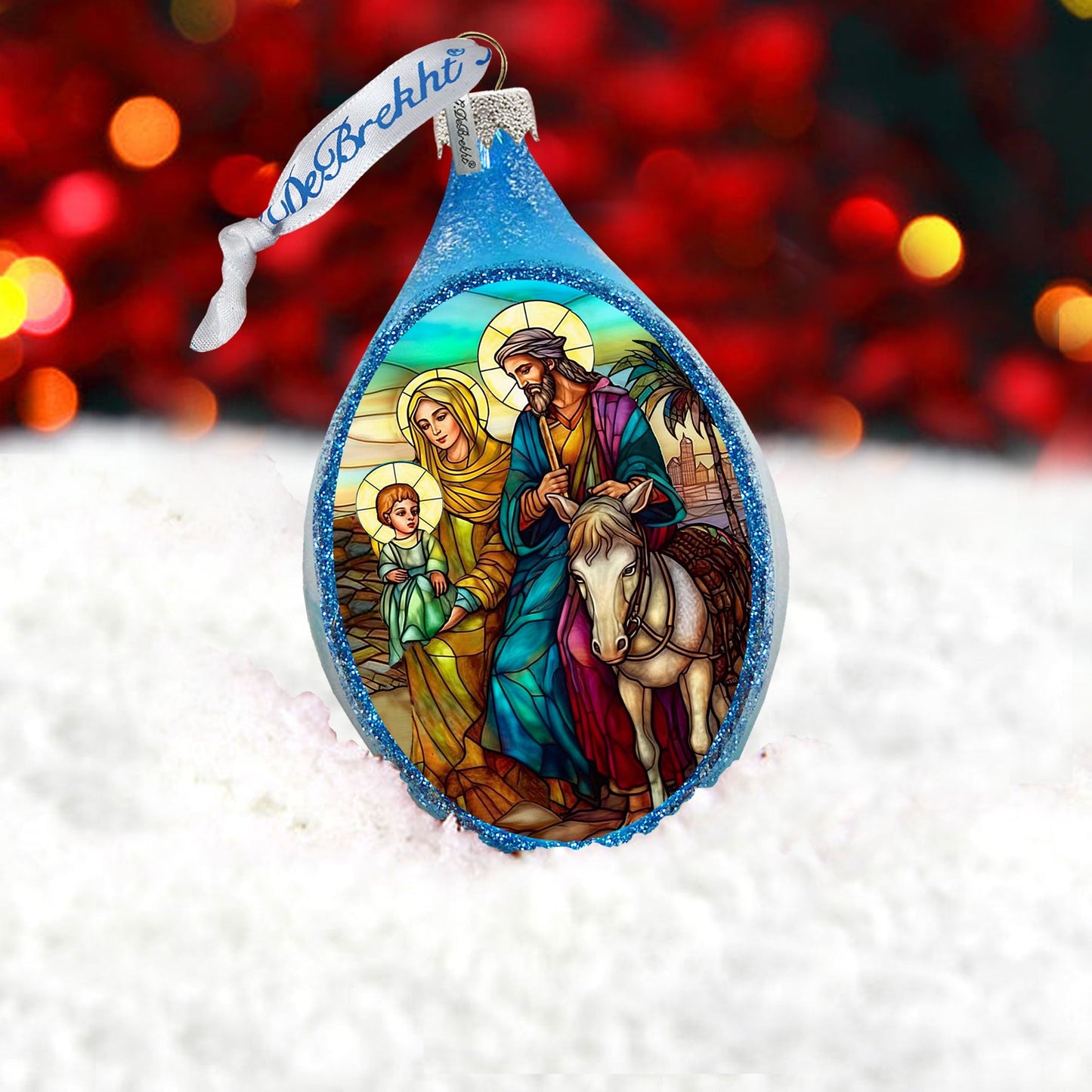 Holy Family Drop Glass Ornament by G. Debrekht - Nativity Holiday Decor - 757-054-3