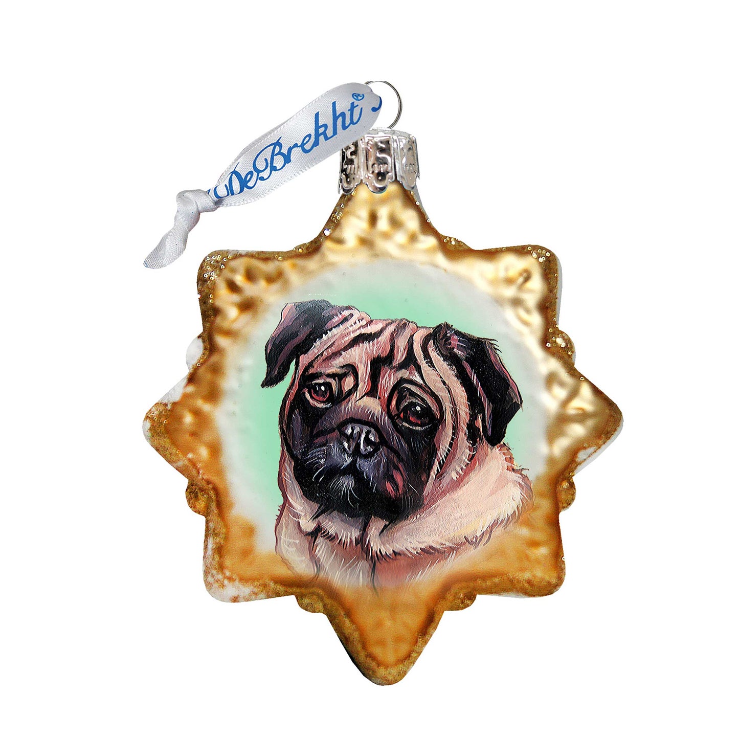 Cute Pug Mercury Glass Ornament by G. DeBrekht - Pets Dog and Cats Décor - 774019-4