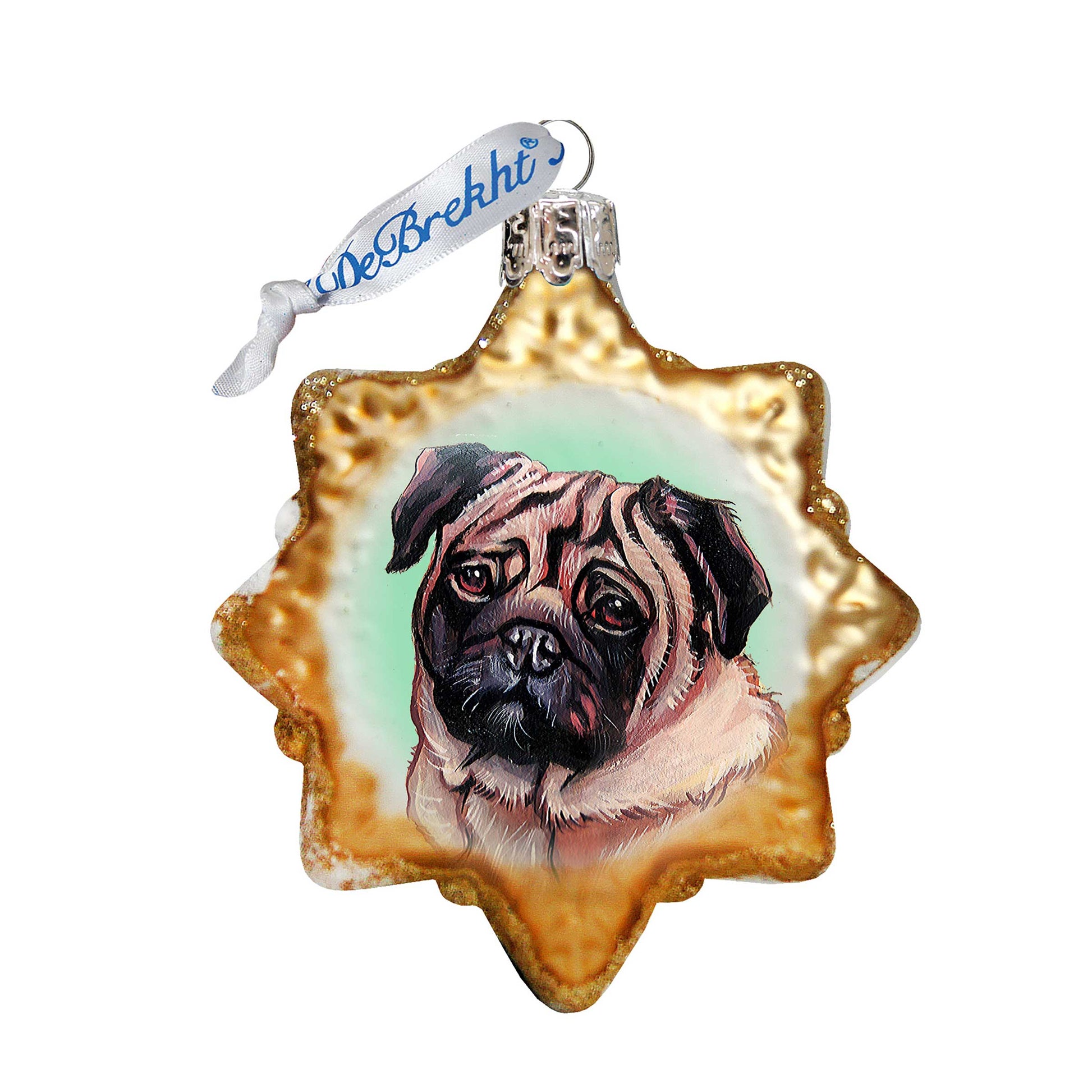 Cute Pug Mercury Glass Ornament by G. DeBrekht - Pets Dog and Cats Décor - 774019-4