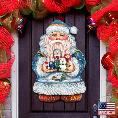Santa with Matreshka Christmas Door Decor by G. DeBrekht - Christmas Santa Snowman Decor - 8117809H-0