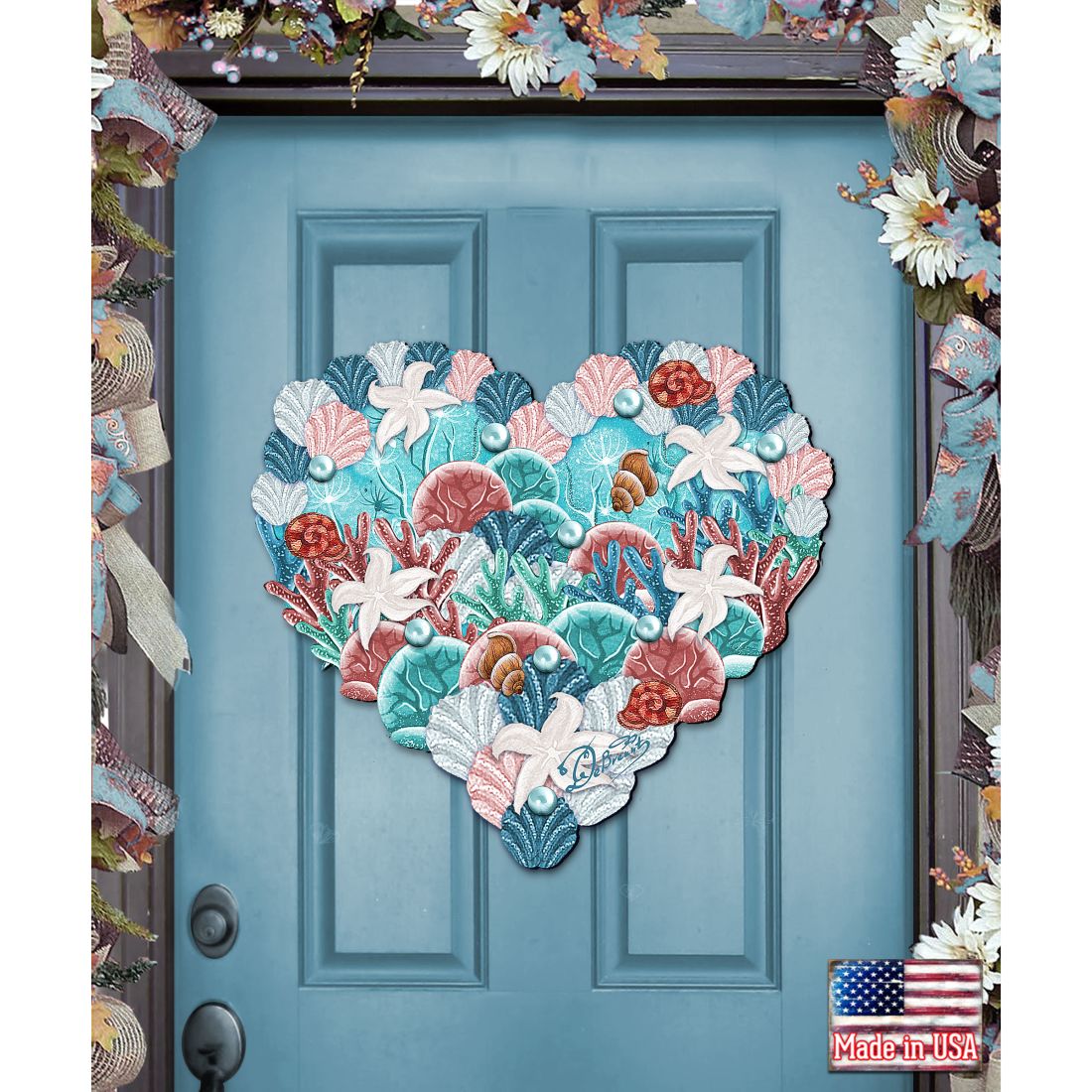 Coastal Heart Door Decor by G. DeBrekht - Coastal Holiday Decor - 8198737H-0